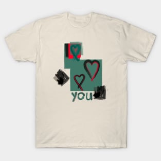 "Heart On You" Print - Blue Combo T-Shirt